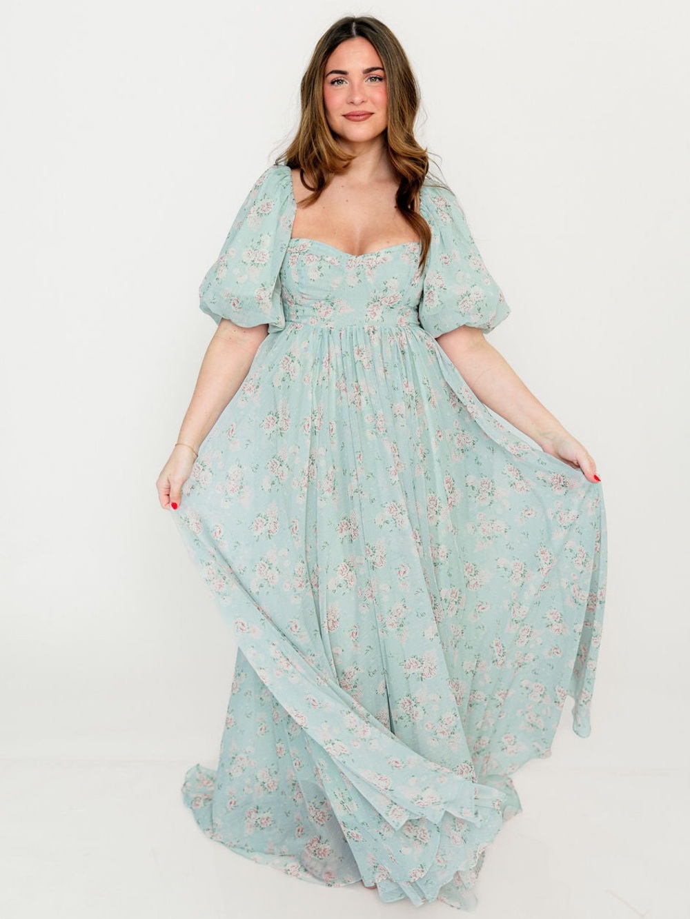 Worth Collective chiffon floral maxi dress new